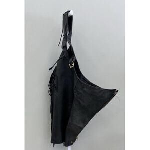 70s 80s Protech Leather Daddy Apparel Leather Chaps Med Small Sz 26 Fringe Vnt